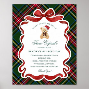 Poster Ours de Noël à carreaux Tartan Anniversaire Capsul
