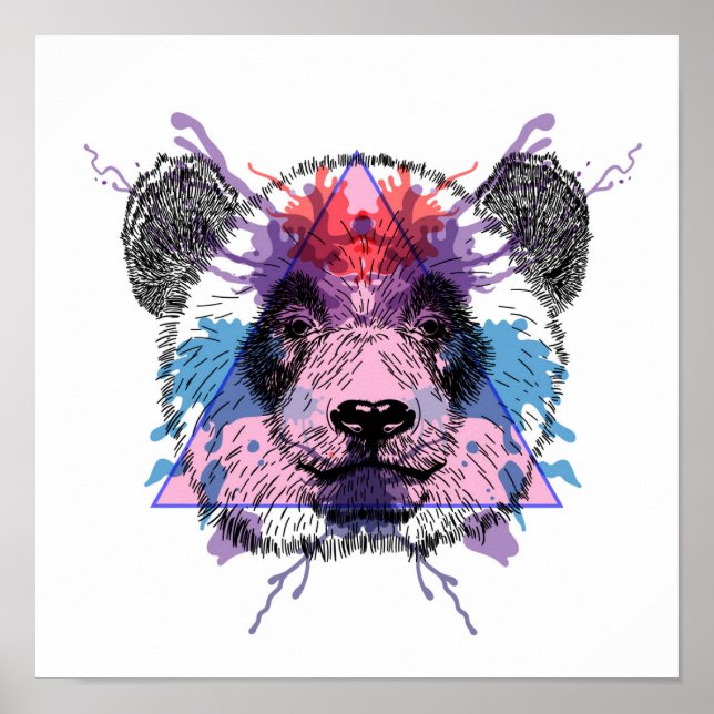 Poster Ours de panda géométrique (Devant)