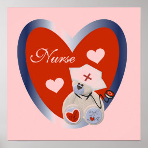 Poster Ours d'infirmière avec le T-shirts et les cadeaux