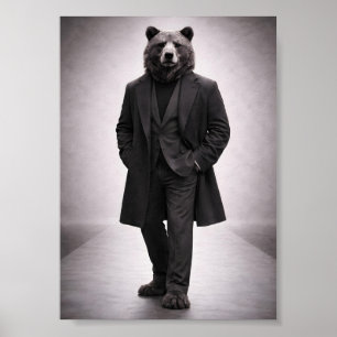 Poster Ours élégant en portrait de costume sombre classiq