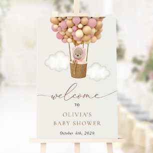 Poster Ours En Conflit, Ballons Roses, Baby shower D'Accu