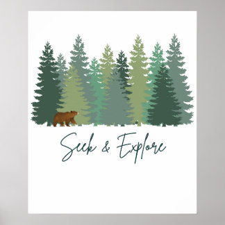 Poster Ours en forêt à rechercher et explorer - Télécharg