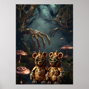 Poster Ours en gomme gothique mécanique forêt sombre Stea