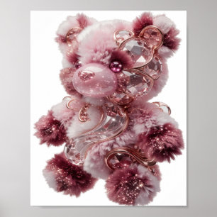 Poster Ours en peluche argenté tendance MAGNIFIQUE