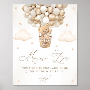 Poster Ours en peluche avec ballons neutres Mimosa Bar