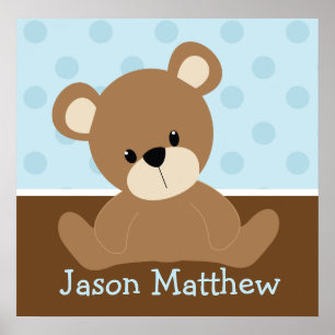 Poster Ours en peluche bleu