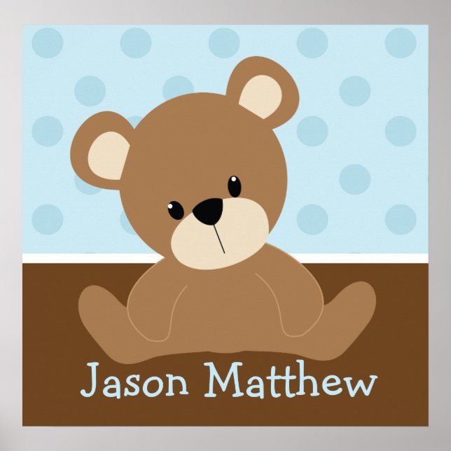 Poster Ours en peluche bleu (Devant)