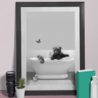 Ours en peluche dans la baignoire Bain moussant No