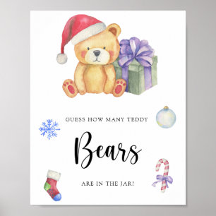 Poster Ours en peluche d'hiver - devinez combien d'ours e
