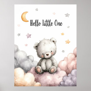 Poster Ours en peluche fantaisiste "Bonjour Petit"