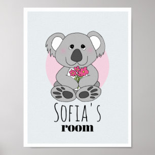 Poster Ours en peluche koala mignon pour chambre de fille