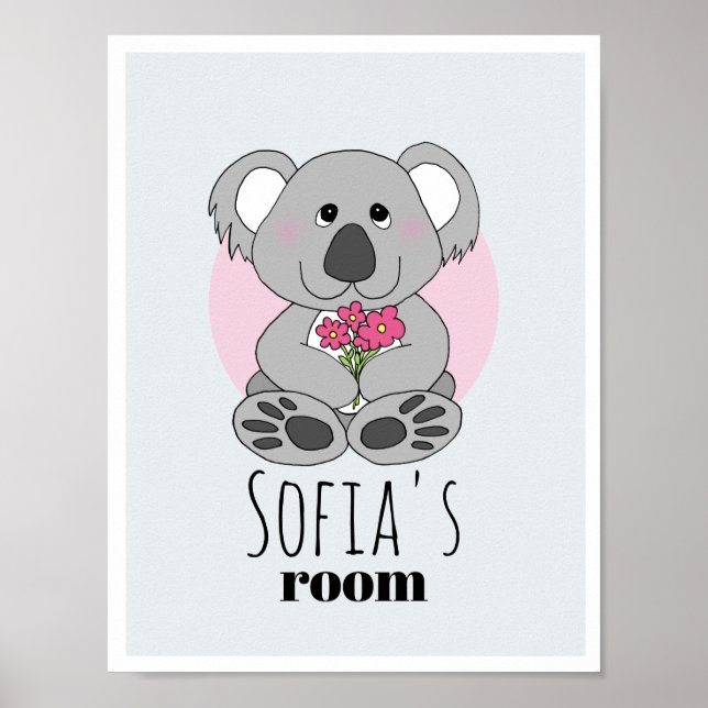 Poster Ours en peluche koala mignon pour chambre de fille (Devant)