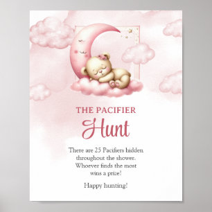 Poster Ours en peluche mignon et rose roux Le jeu de chas