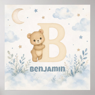 Poster Ours en peluche personnalisé pour garçon avec la l