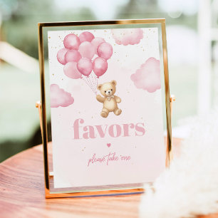 Poster Ours en peluche rose fille douche Signes favoris