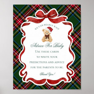 Poster Ours en tartan pour Noël Conseils de douche pour b