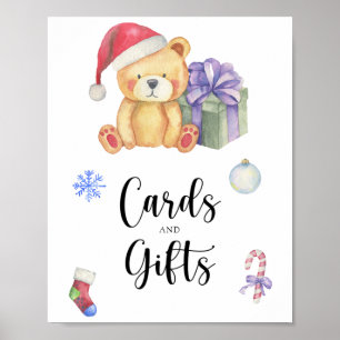 Poster Ours et cadeau de Noël - cartes et cadeaux baby sh