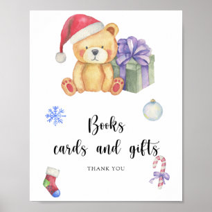 Poster Ours et cadeau de Noël - livres cartes et cadeaux