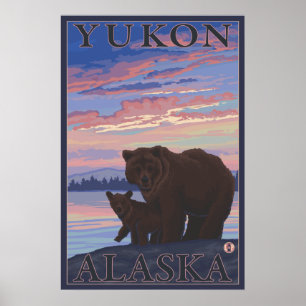 Poster Ours et couteaux - Yukon, Alaska