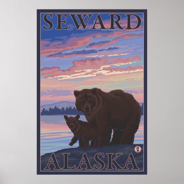 Poster Ours et écouvillons - Eau, Alaska (Devant)
