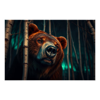 Poster Ours grizzli dans les bois