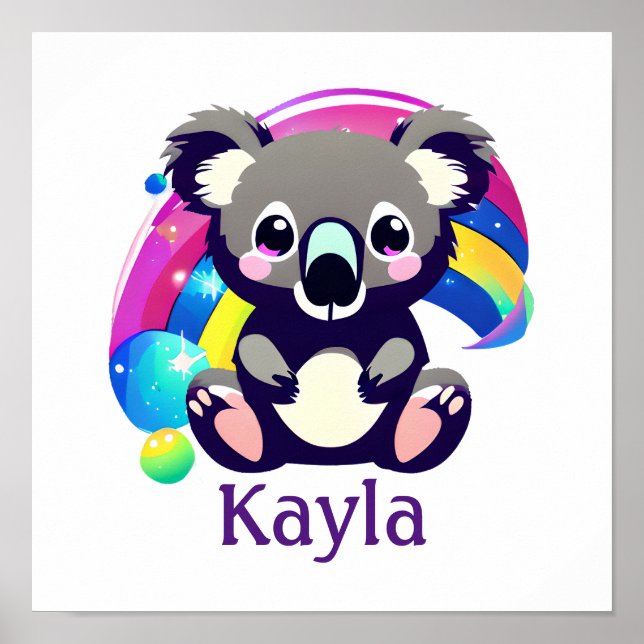 Poster Ours Koala et arc-en-ciel personnalisés (Devant)