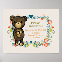 Ours mignon, Fleur Jaune et Fer Floral Wreath Baby
