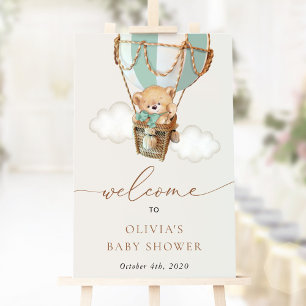 Poster Ours, Montgolfière Verte, Bienvenue à la Baby Show