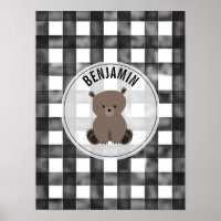 Ours Noir + Blanc En vichy Baby Nursery