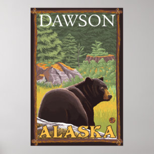 Poster Ours noir en forêt - Dawson, Alaska