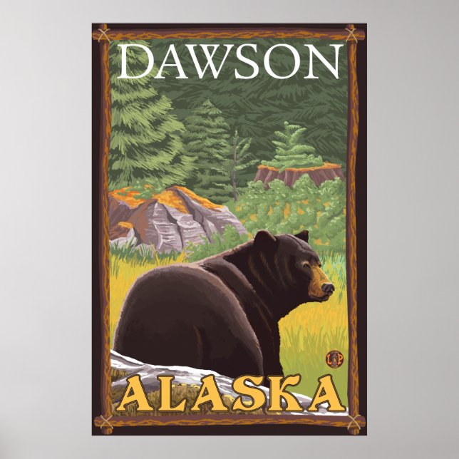 Poster Ours noir en forêt - Dawson, Alaska (Devant)