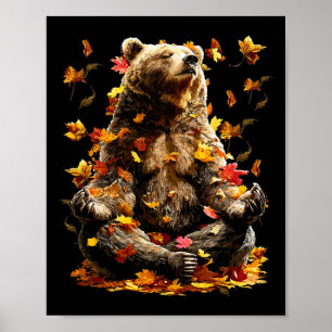 Poster Ours Pacifique Feuilles D'automne Méditation Zen A