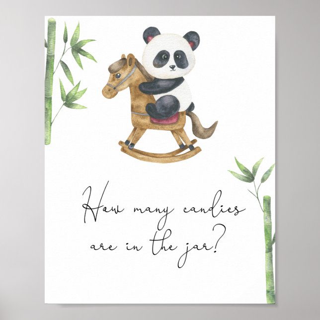 Poster Ours panda - devine combien de bonbons (Devant)