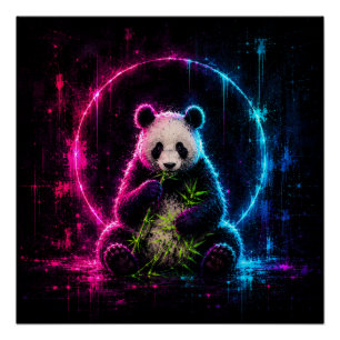 Poster Ours Panda Néon