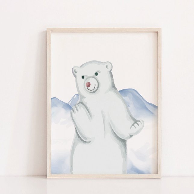 Poster Ours polaire Artique Animal Nourriture Décor Mur (Polar Bear Arctic Animal Nursery Wall Decor)