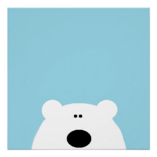 Poster Ours polaire bleu Art dessin animé