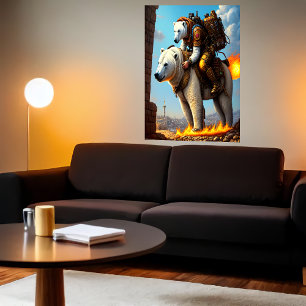 Poster Ours polaire chevauchant un ours polaire   AI Art 