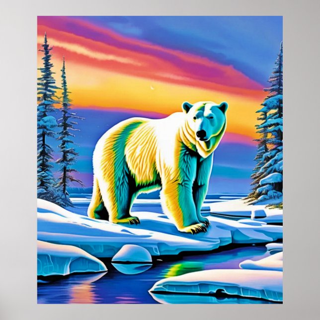 Poster Ours polaire de neige sauvage de l'Arctique (Devant)