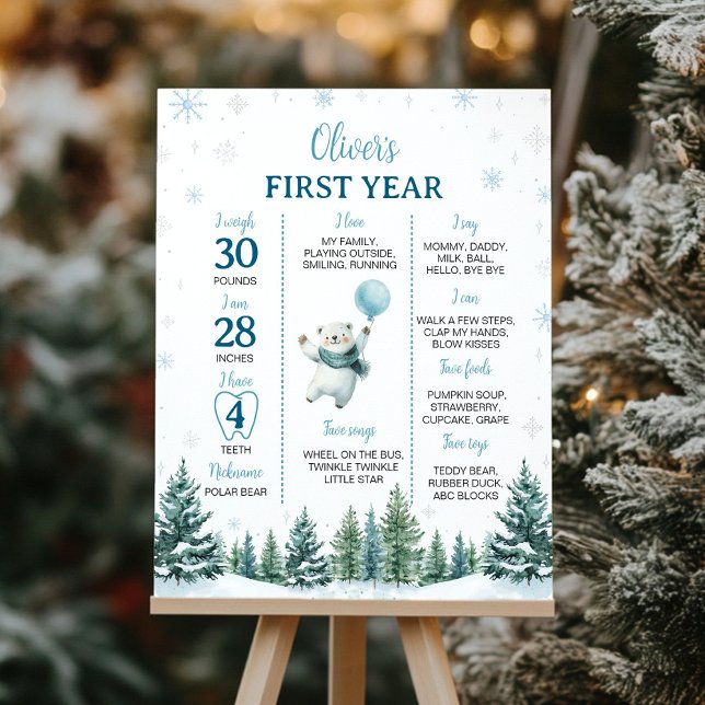 Poster Ours polaire d'hiver 1er anniversaire Jalon (Créateur téléchargé)