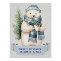OURS POLAIRE D'HIVER EN BLEU SCARF NOM ENFANTS Ann