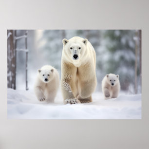 Poster Ours polaire Famille animal errant