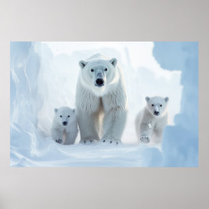 Poster Ours polaire Famille animal errant