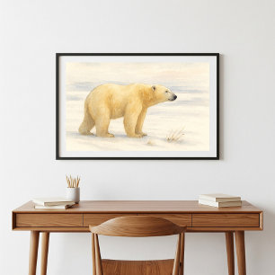 Poster Ours polaire majestueux : Aquarelle de la faune ar
