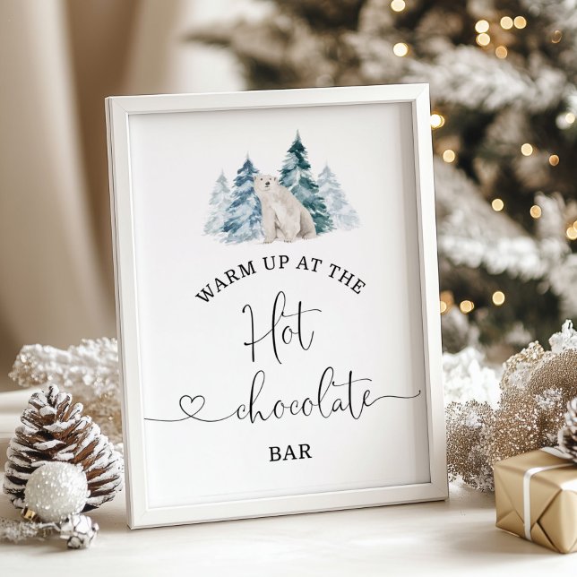 Poster Ours polaire Se réchauffer à la barre de chocolat  (Créateur téléchargé)