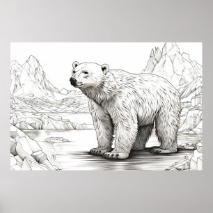 Poster Ours polaires Nature paisible Esquisse de prairie