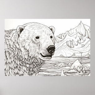 Poster Ours polaires Nature paisible Esquisse de prairie 