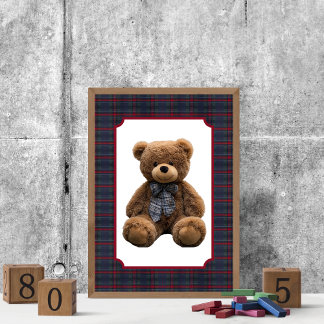 Poster Ours Polo Tartan Écossais Garçon Enfants Crèche
