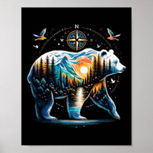 Poster Ours Randonnée Ours Grizzly Camping Campeur