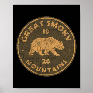 Poster Ours Rétro Parc National des Great Smoky Mountains