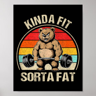 Poster Ours un peu en forme plutôt gros drôle mignon halt